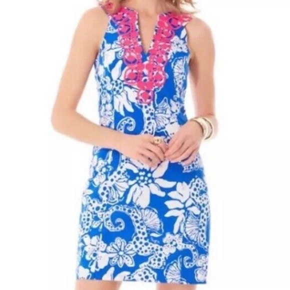 Lily Pulitzer Floral Blue and Red Sleeveless Dress - Picture 10 of 11